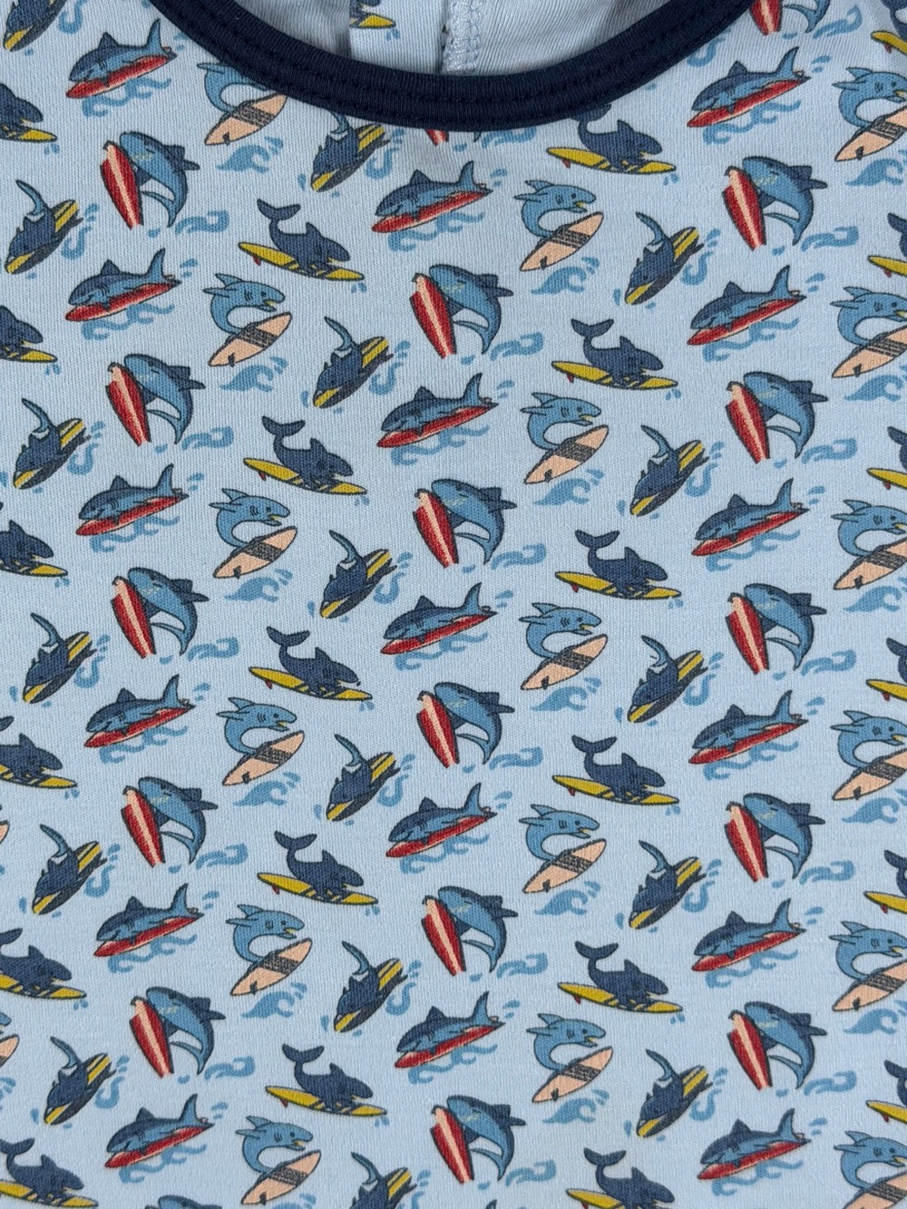 MAGNOLIA BABY Sleeveless Pima “Sharkie The Surfer” Jumpsuit - 6M - Picture 2 of 3